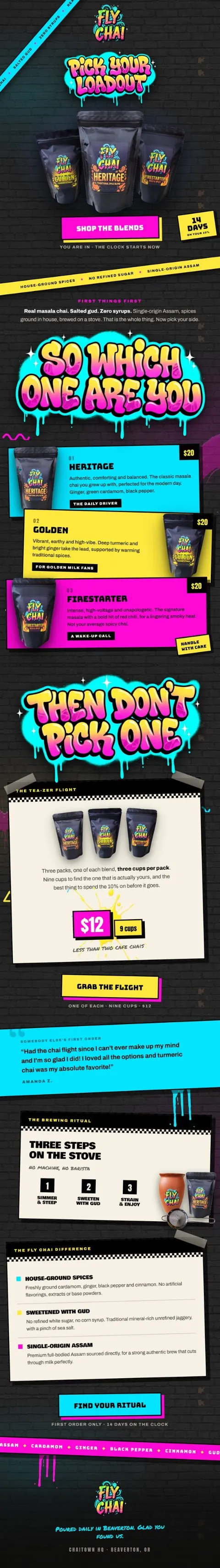 CopyPlug welcome email design for a chai brand